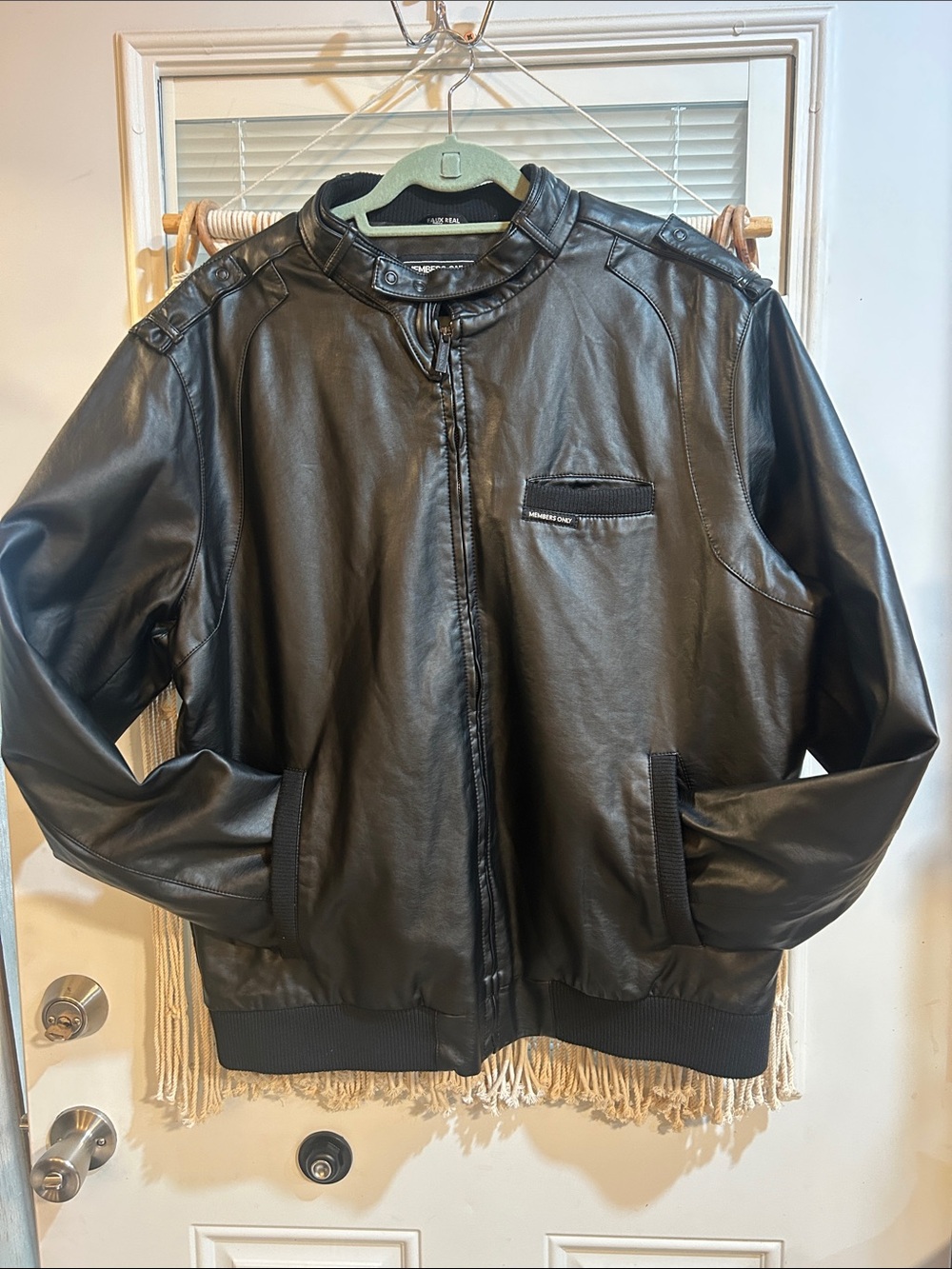 Members Only Black Leather Bomber Jacket
